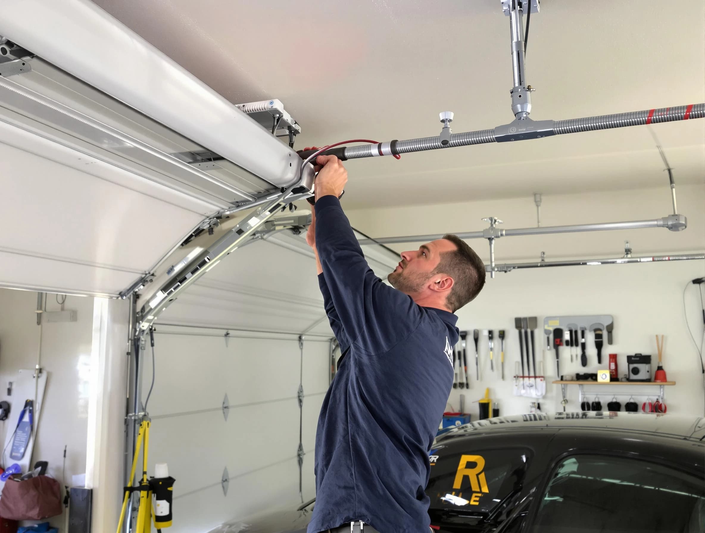 Powder Springs Garage Door Repair technician performing garage door cable repair in Powder Springs