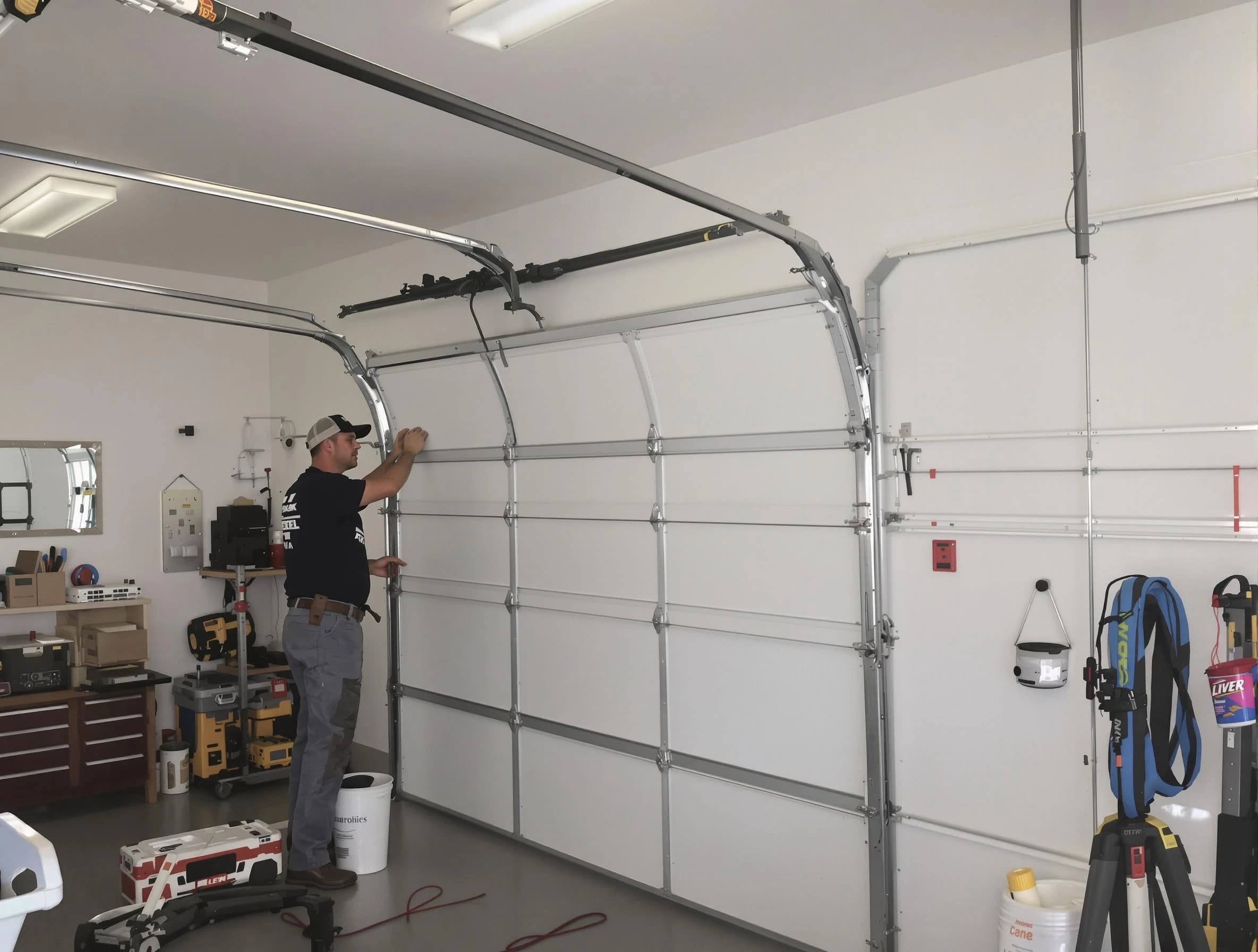 Powder Springs Garage Door Repair team installing new garage door in Powder Springs
