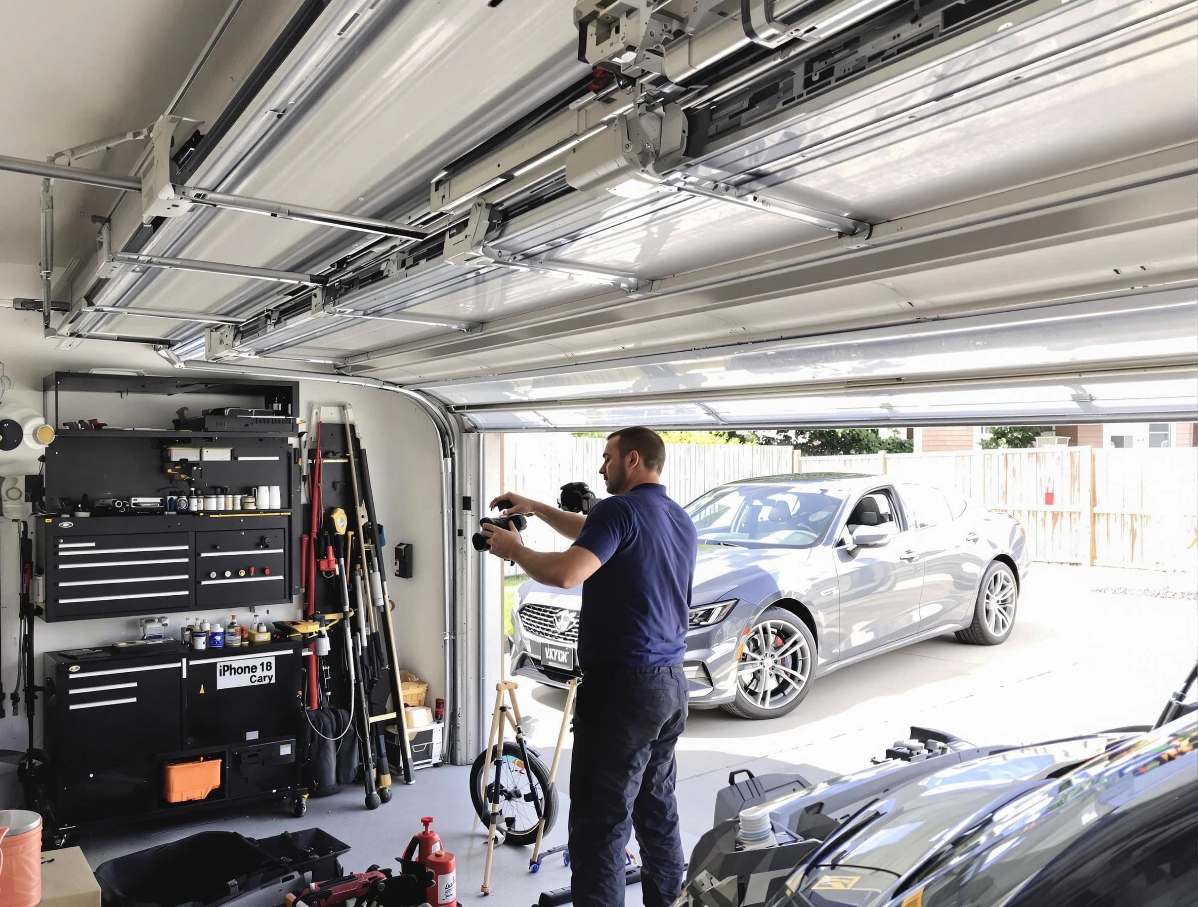Powder Springs Garage Door Repair technician fixing noisy garage door in Powder Springs