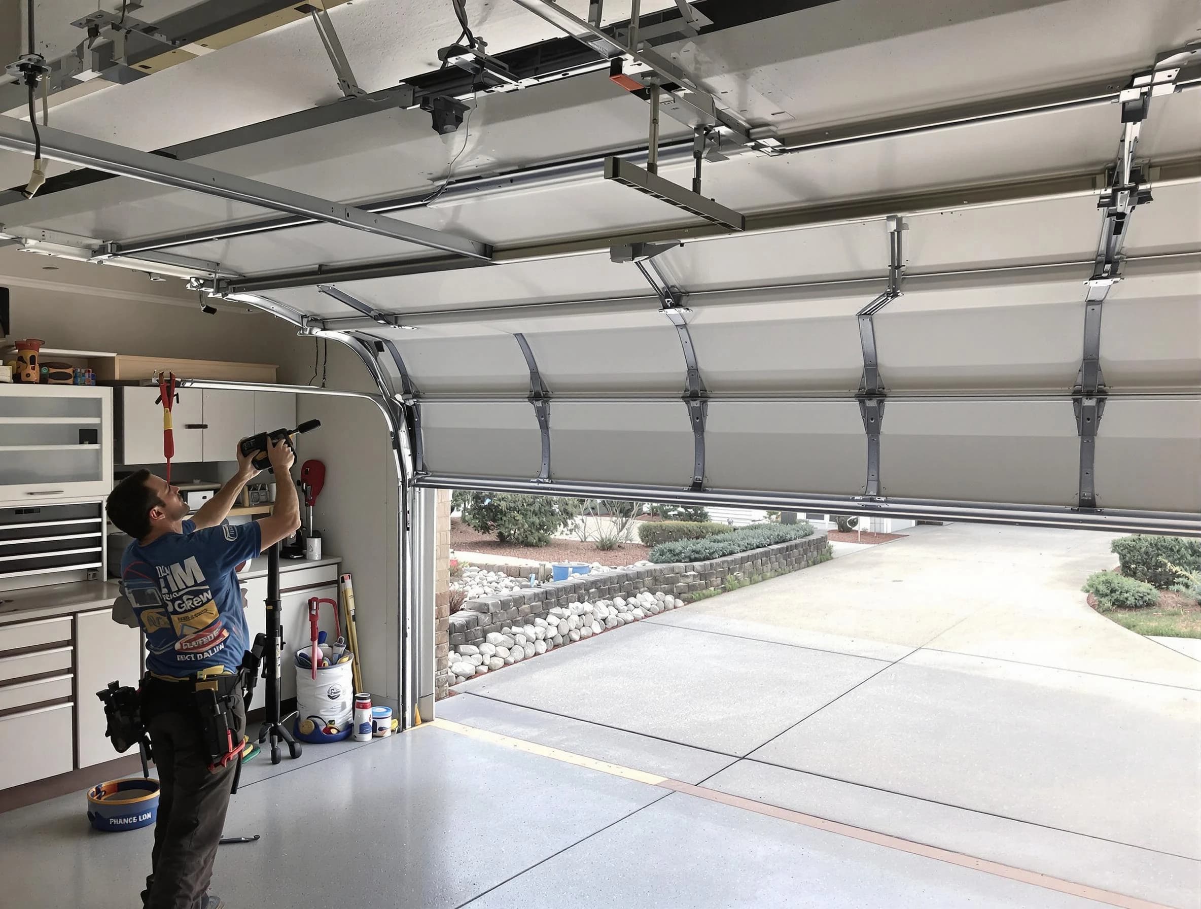 Garage door track repair service by Powder Springs Garage Door Repair in Powder Springs