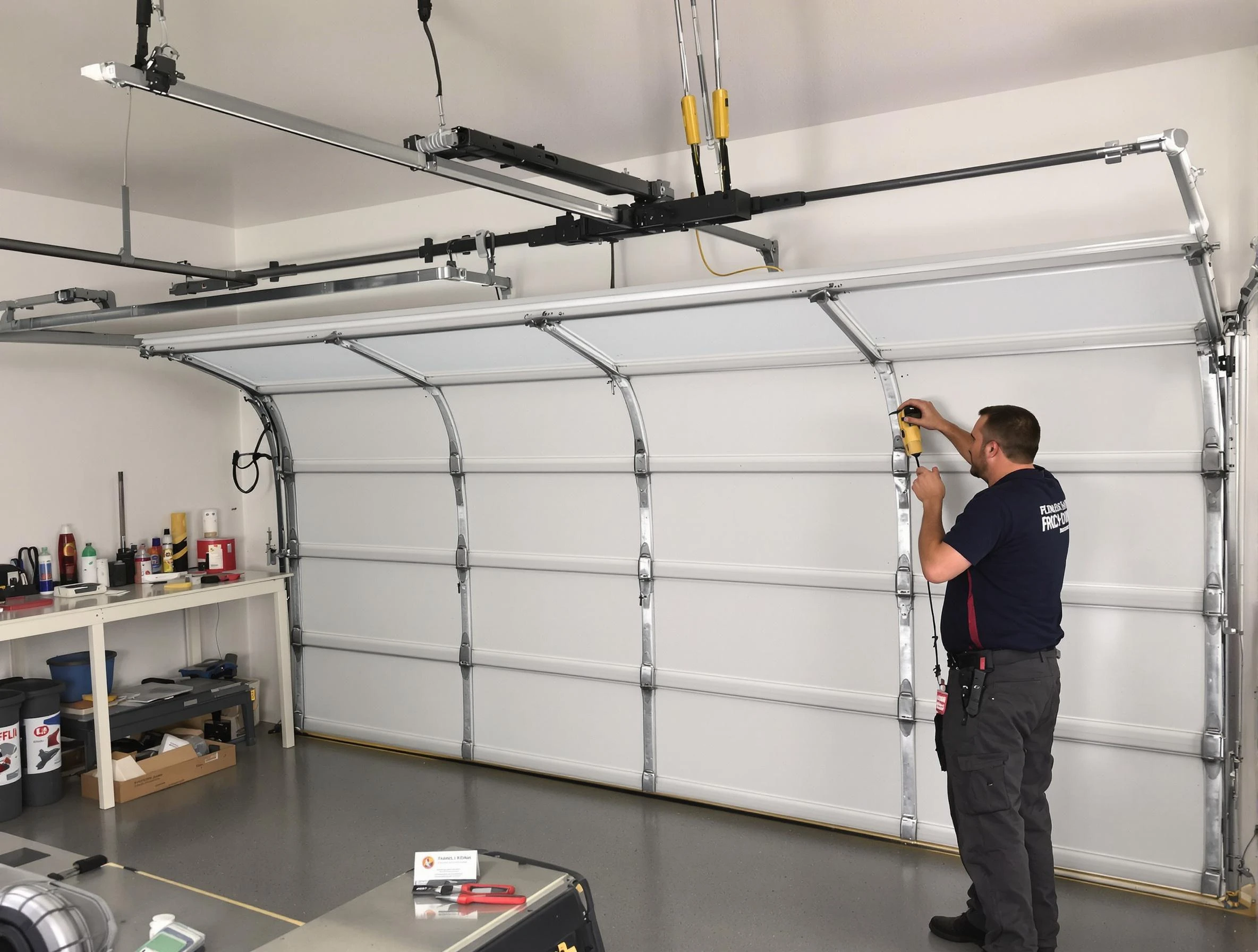 Powder Springs Garage Door Repair certified technician performing overhead door system repair in Powder Springs