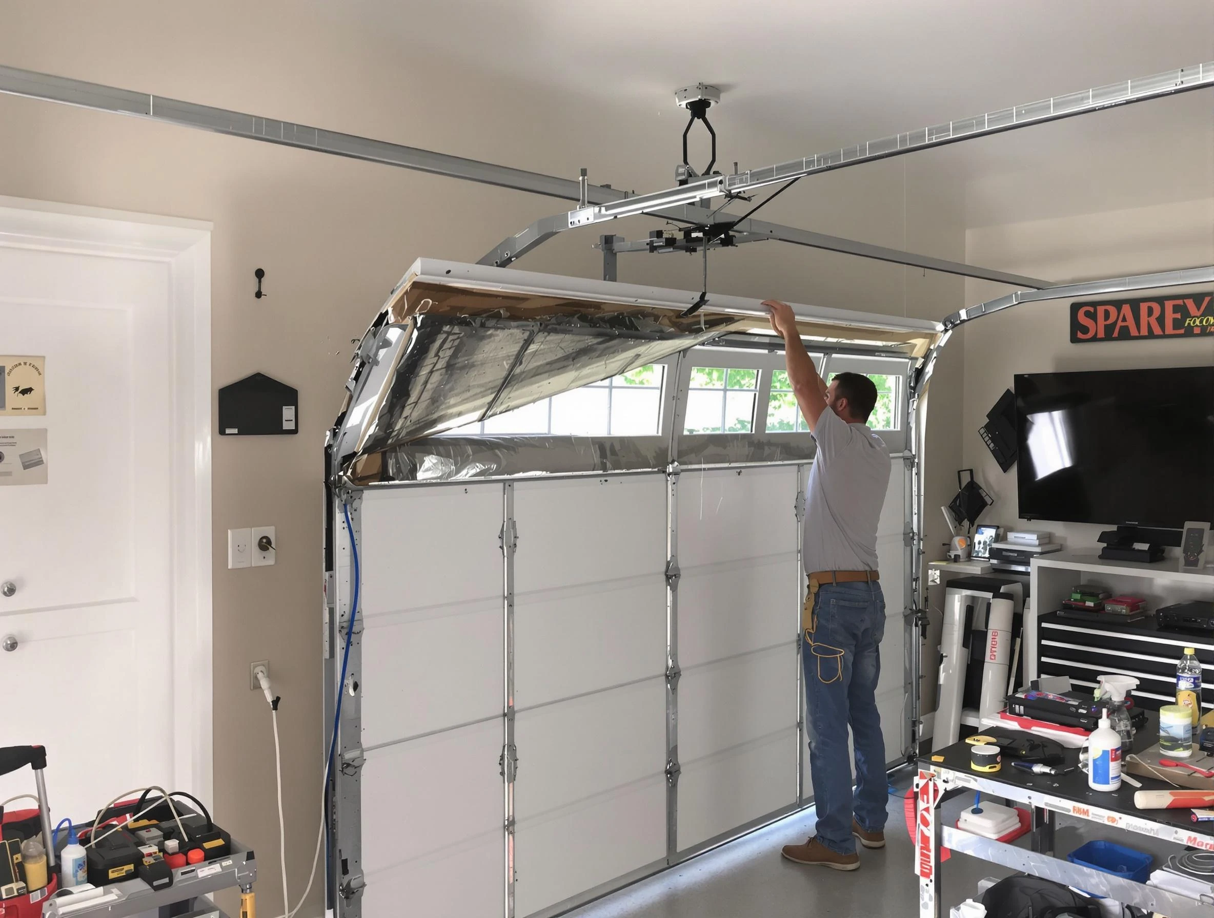Garage door section replacement by Powder Springs Garage Door Repair in Powder Springs