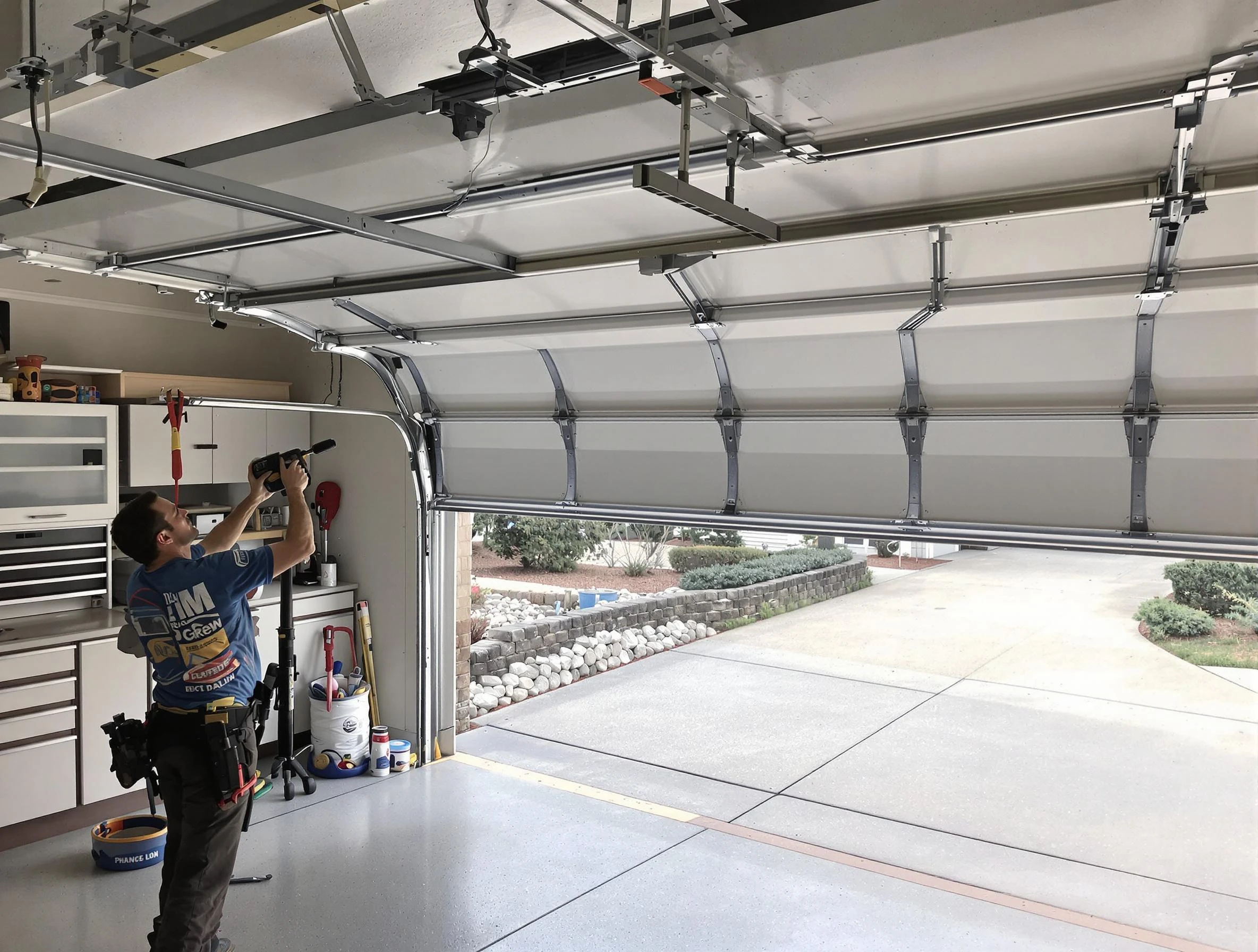 Garage door track repair service by Powder Springs Garage Door Repair in Powder Springs